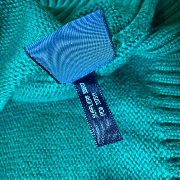 Polo Ralph Lauren Sweater Men’s Sz 4XB Green Orange Pony 1/4 Zip Knit Chunky VTG - Picture 7 of 11